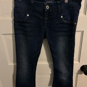 Guess Blue Ankle Cropped Jeans with Dark Wash